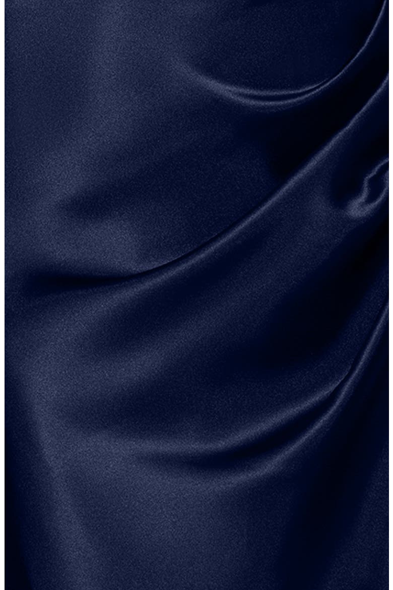 One-Shoulder Satin Gown, Alternate, color, NAVY