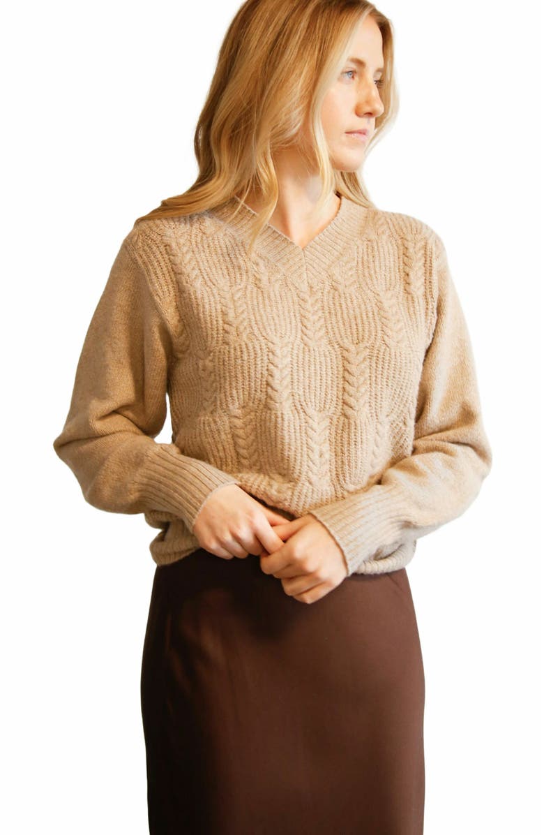 ABLE Lindsey Cable Pullover Sweater, Alternate, color, 