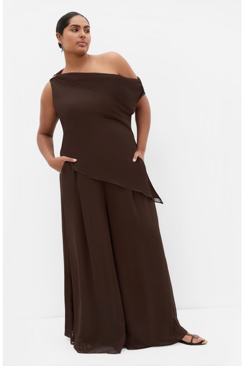Skyla Elastic Waist Wide Leg Pants, Alternate, color, CHOCOLATE