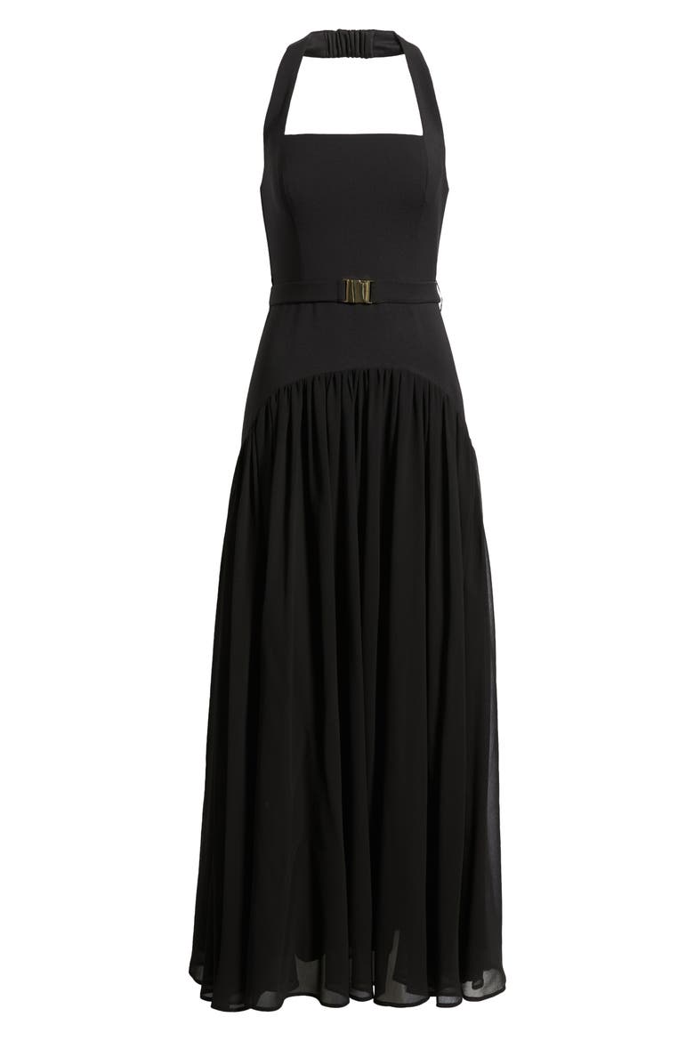 Aza A-Line Halter Dress, Alternate, color, BLACK