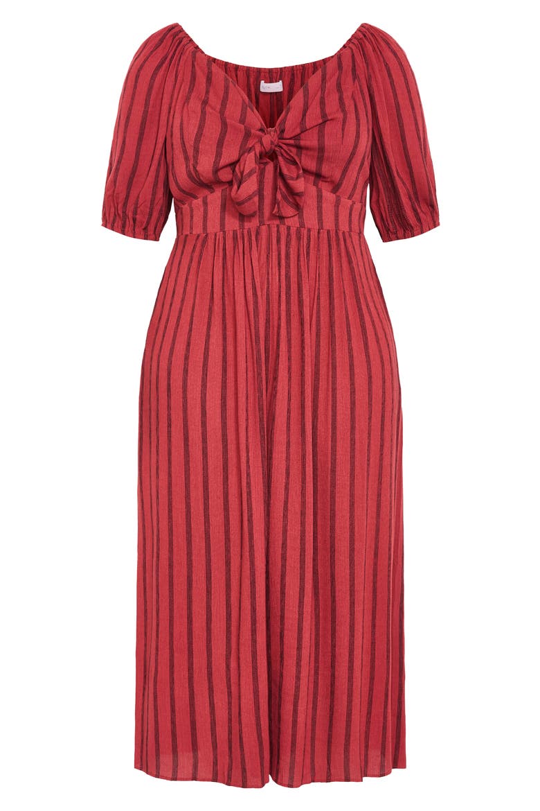 Bella Tie Front Maxi Dress, Alternate, color, RUST STRIPE