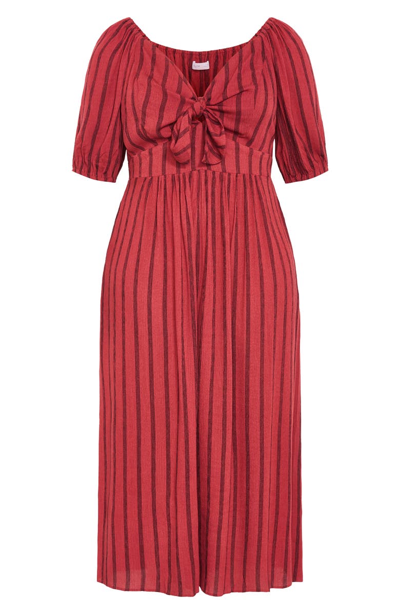 City Chic Bella Tie Front Maxi Dress, Main, color, Rust Stripe
