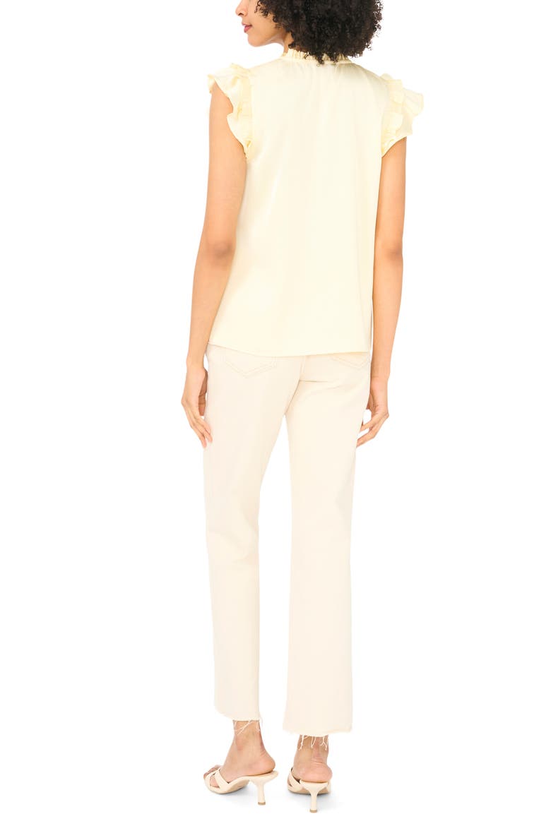 Flutter Sleeve Tie Neck Top, Alternate, color, PALE LEMON