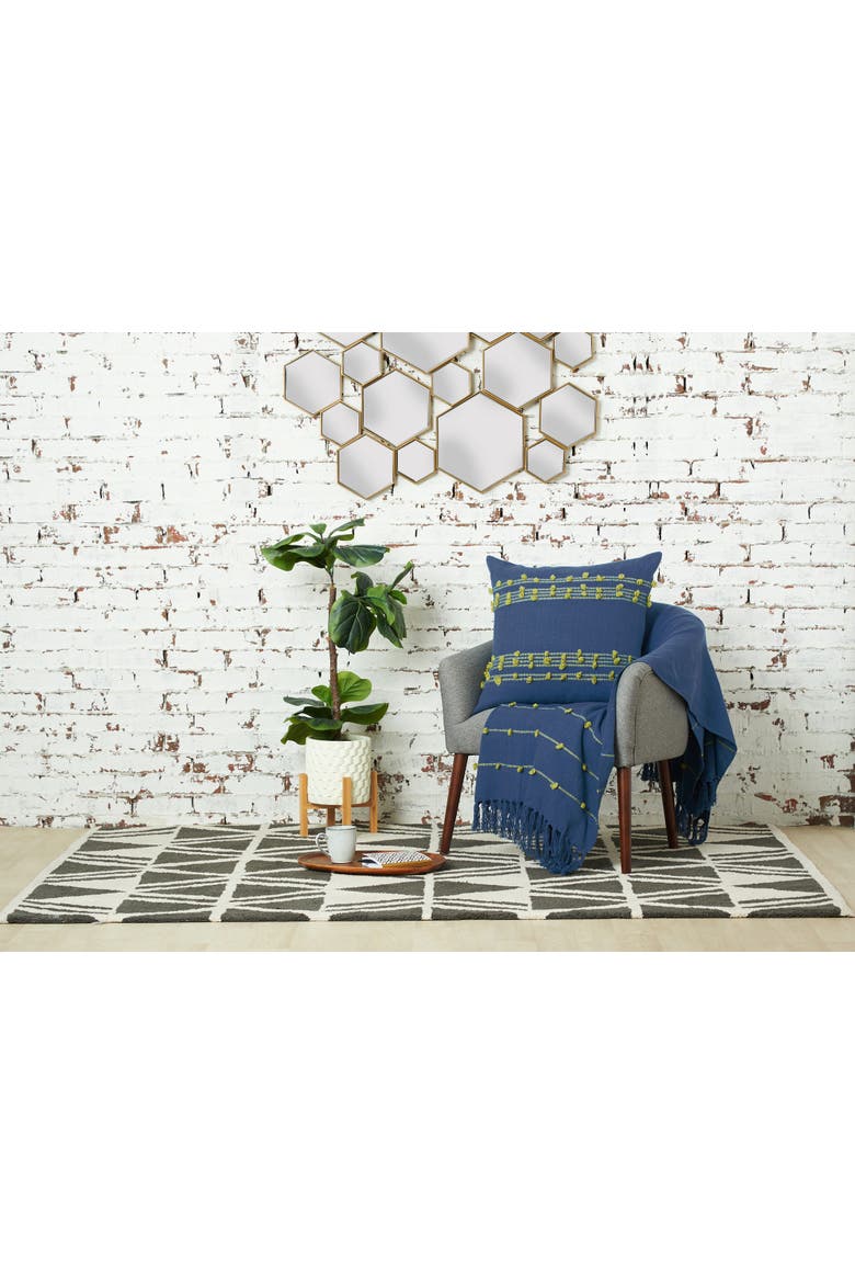 50" x 60" Tabb Indigo & Citron Handcrafted Textured Tufts Throw Blanket, Alternate, color, Blue