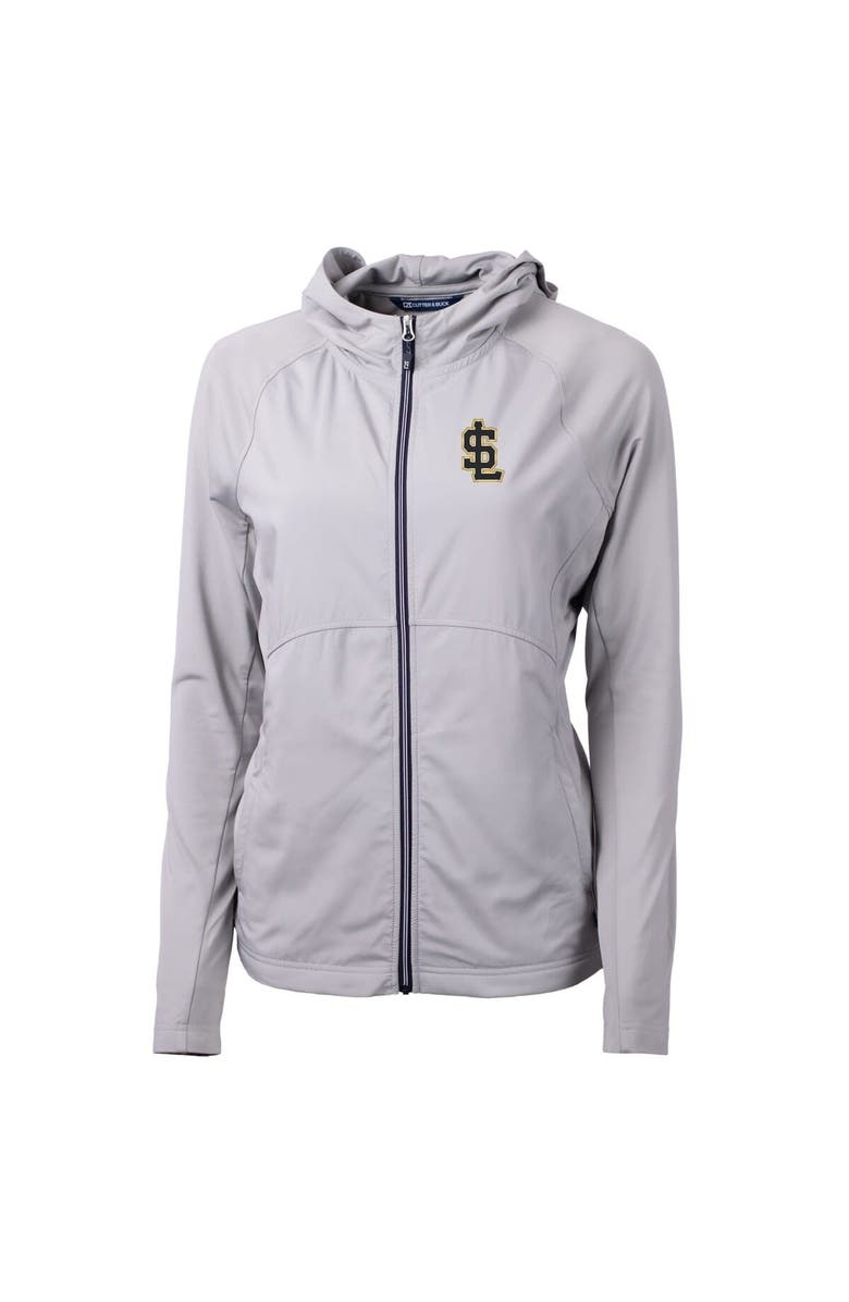Cutter & Buck Women's Cutter & Buck Gray Salt Lake Bees Adapt Eco Knit Hybrid Recycled Raglan Full-Zip Jacket, Alternate, color,