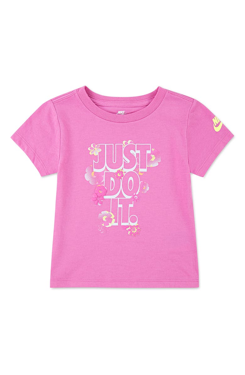 Nike Kids' Flower Logo Graphic T-Shirt, Main, color, Playful Pink