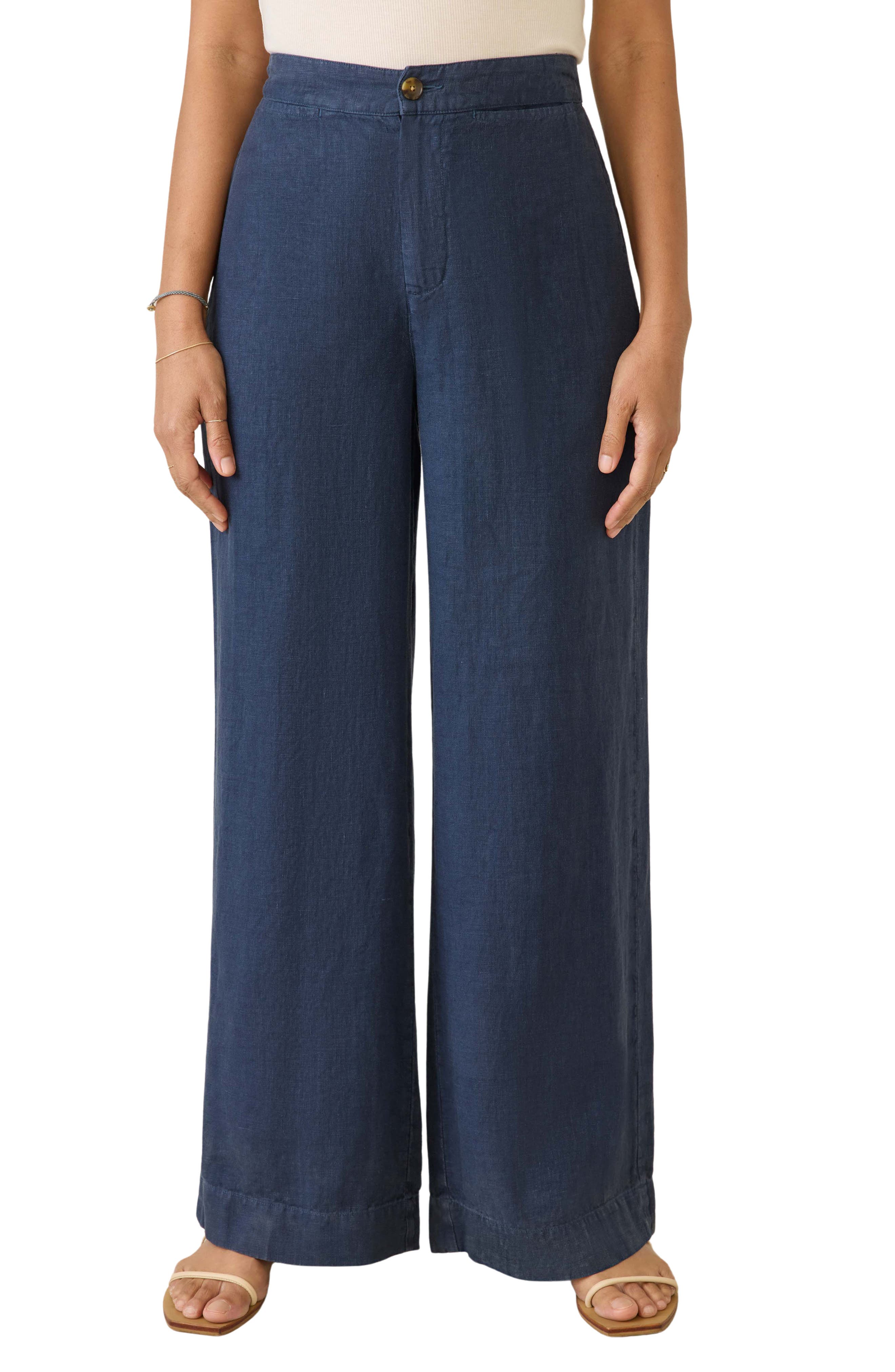 Faherty Sun Strider Wide Leg Linen Pants
