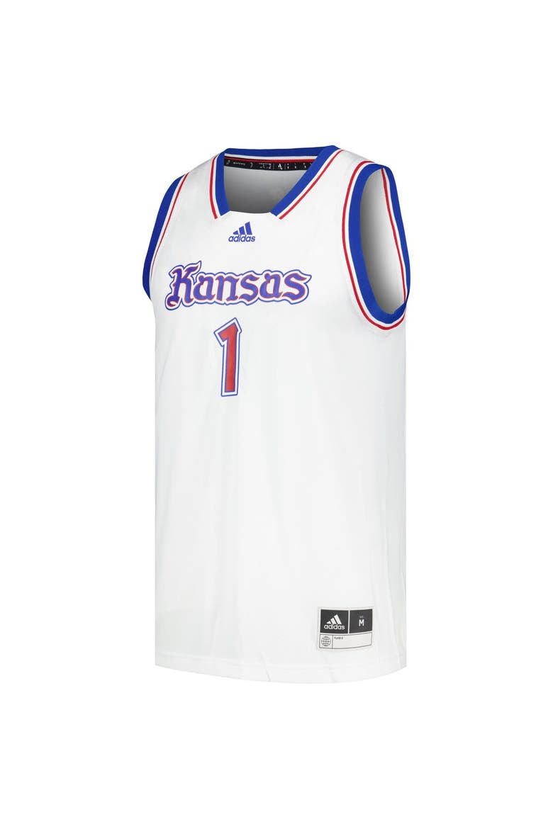 Men's adidas # Kansas Jayhawks Kansas Jayhawks Swingman Basketball Jersey, Alternate, color, White