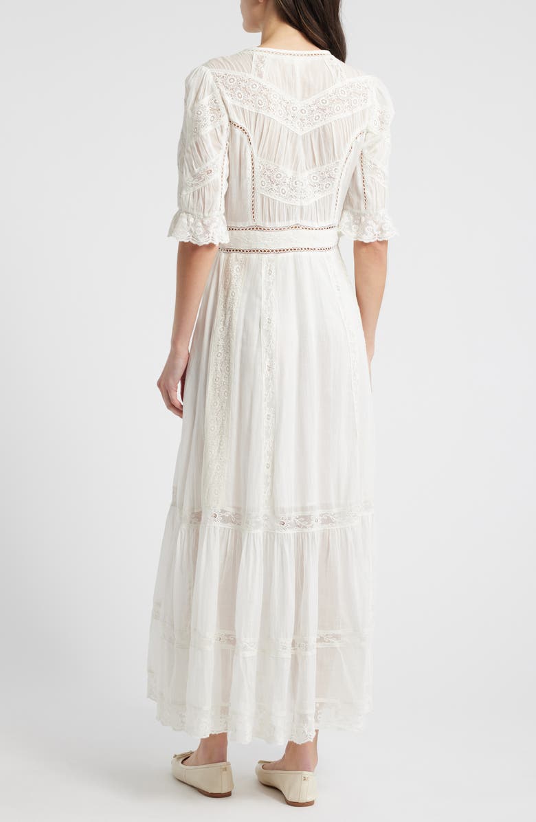 LoveShackFancy Jovina Lace Detail Cotton Dress, Alternate, color, 