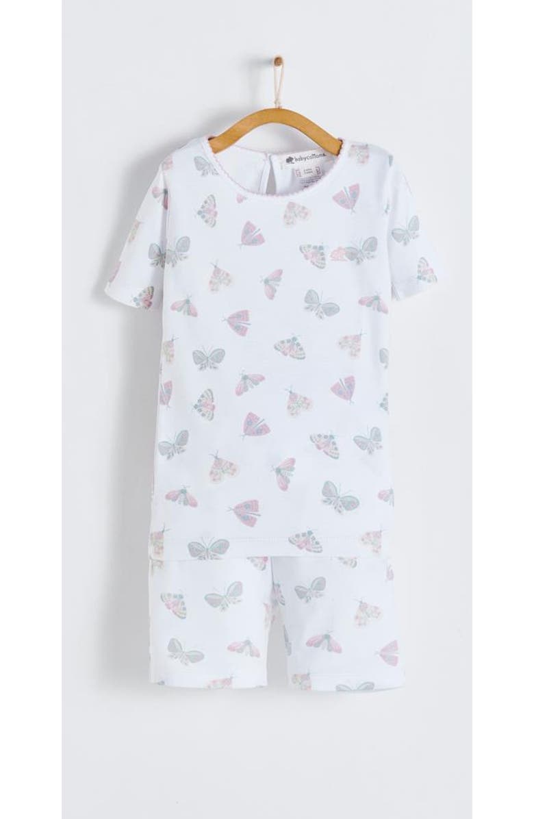 Babycottons Premium Peruvian Pima Cotton Lisa Short Tee & Pants Pajama Set for Toddler, Main, color, White