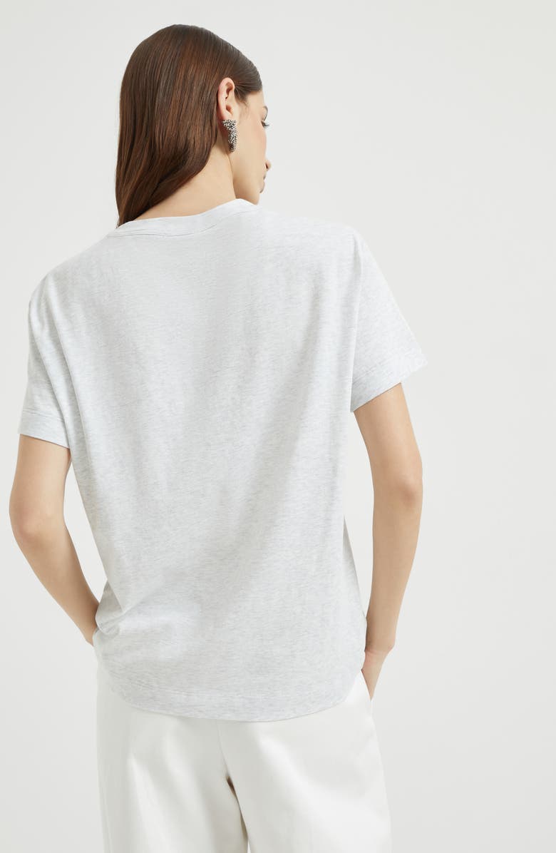 Brunello Cucinelli Dazzling embroidery T-shirt, Alternate, color, Fog