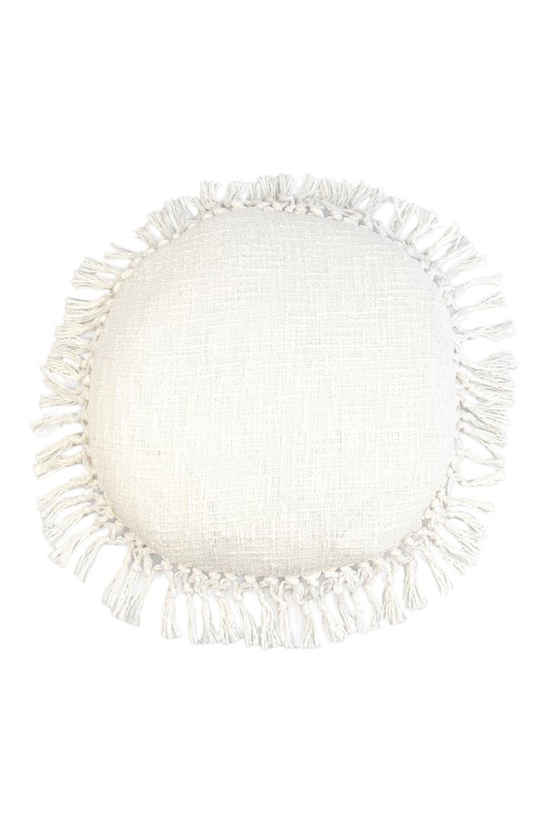 Fringe Throw Pillow, Main, color, WHITE