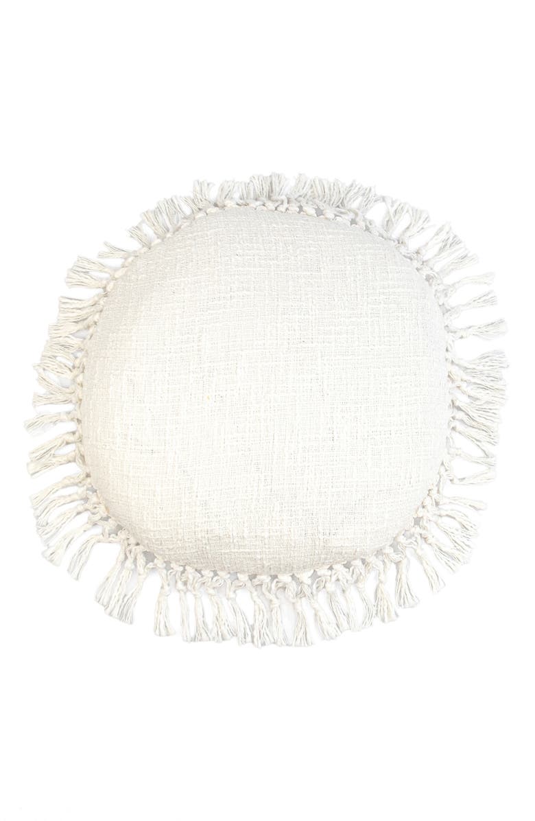 PARKLAND COLLECTION Fringe Throw Pillow, Main, color, White