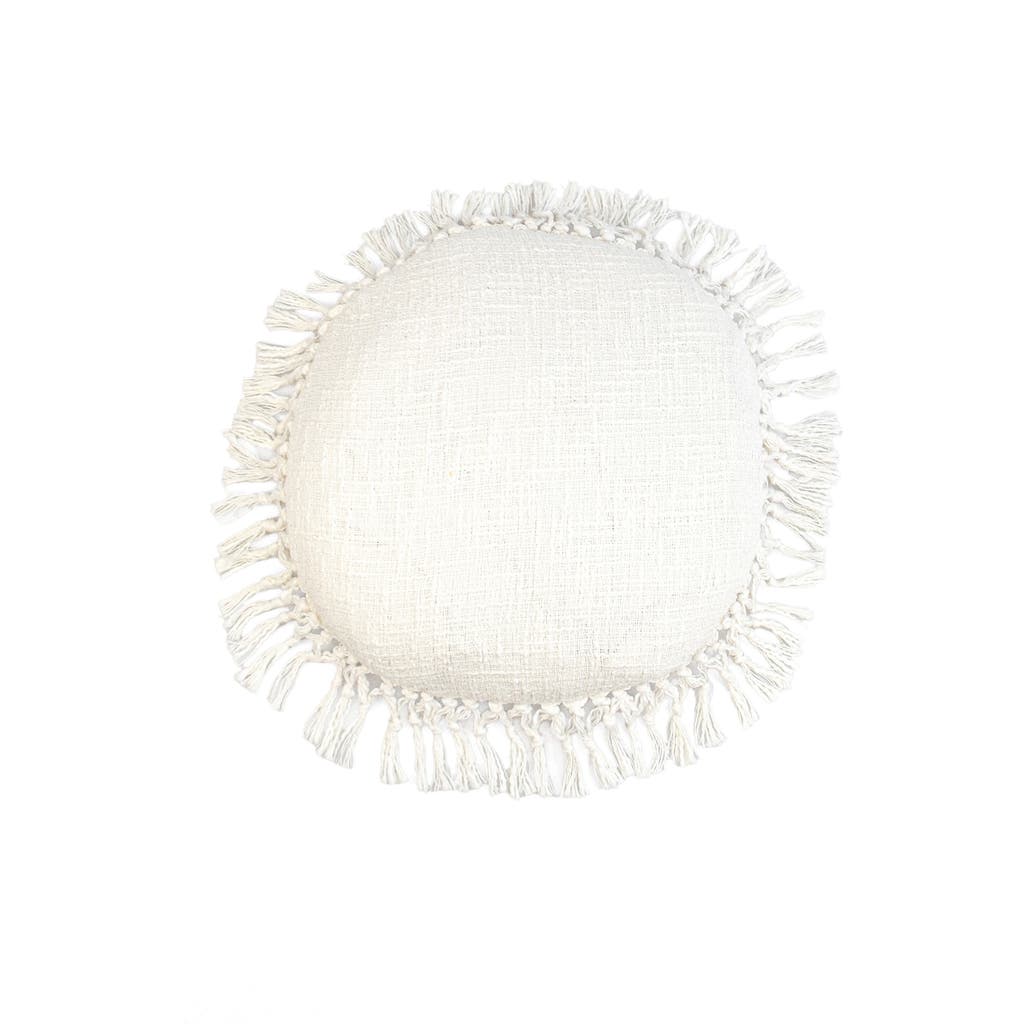Parkland Collection Fringe Throw Pillow In White