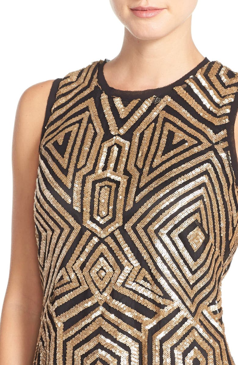 Vince Camuto Sequin Chiffon Sheath Dress, Alternate, color, 