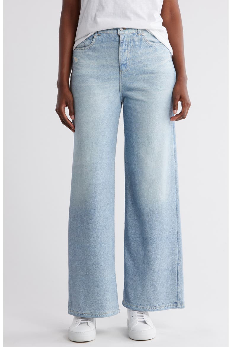 Mirage Denim Printed French Terry Wide Leg Pants, Main, color, LIGHT WASH