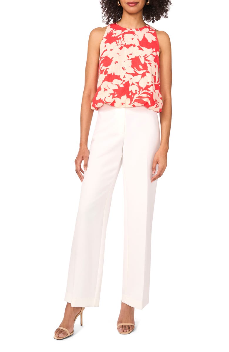 Vince Camuto Floral Bubble Hem Tank, Alternate, color, Cayenne