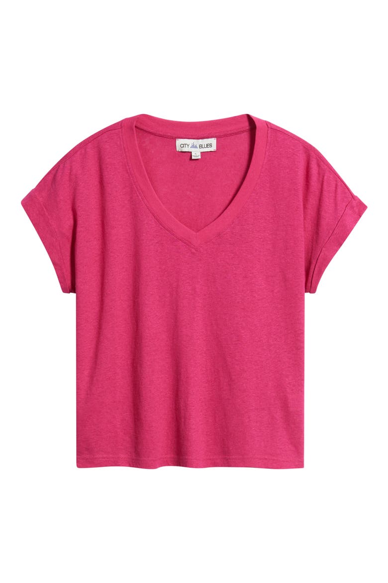 V-Neck T-Shirt, Alternate, color, BRIGHT ROSE