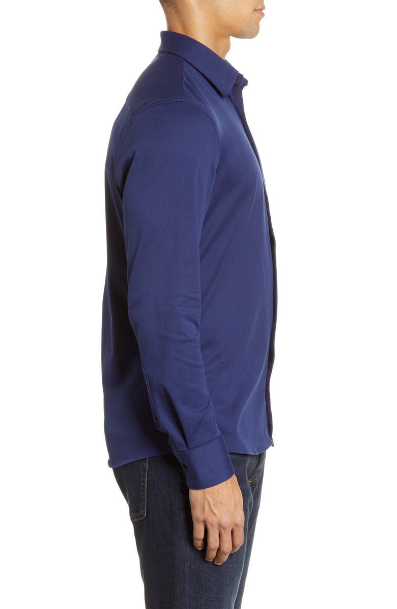 NORDSTROM MEN'S SHOP Trim Fit Button-Up Knit Shirt, Alternate, color,