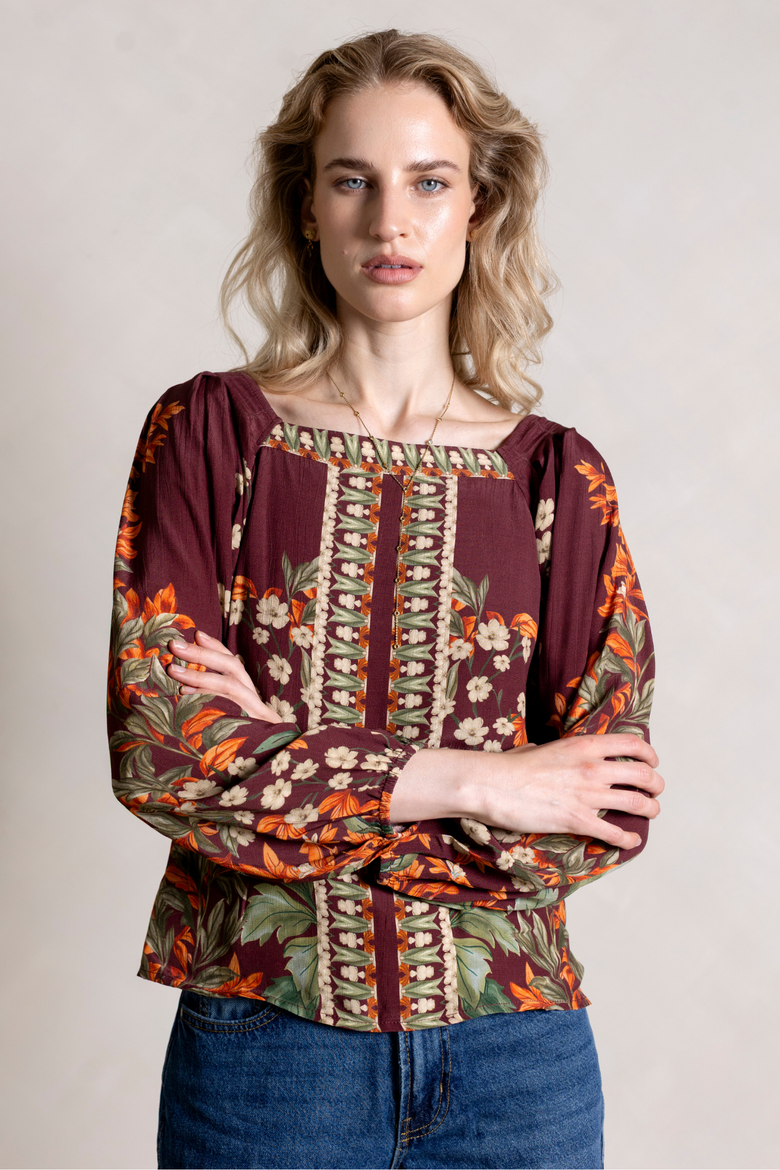 Harlow Top, Main, color, Burgundy Floral