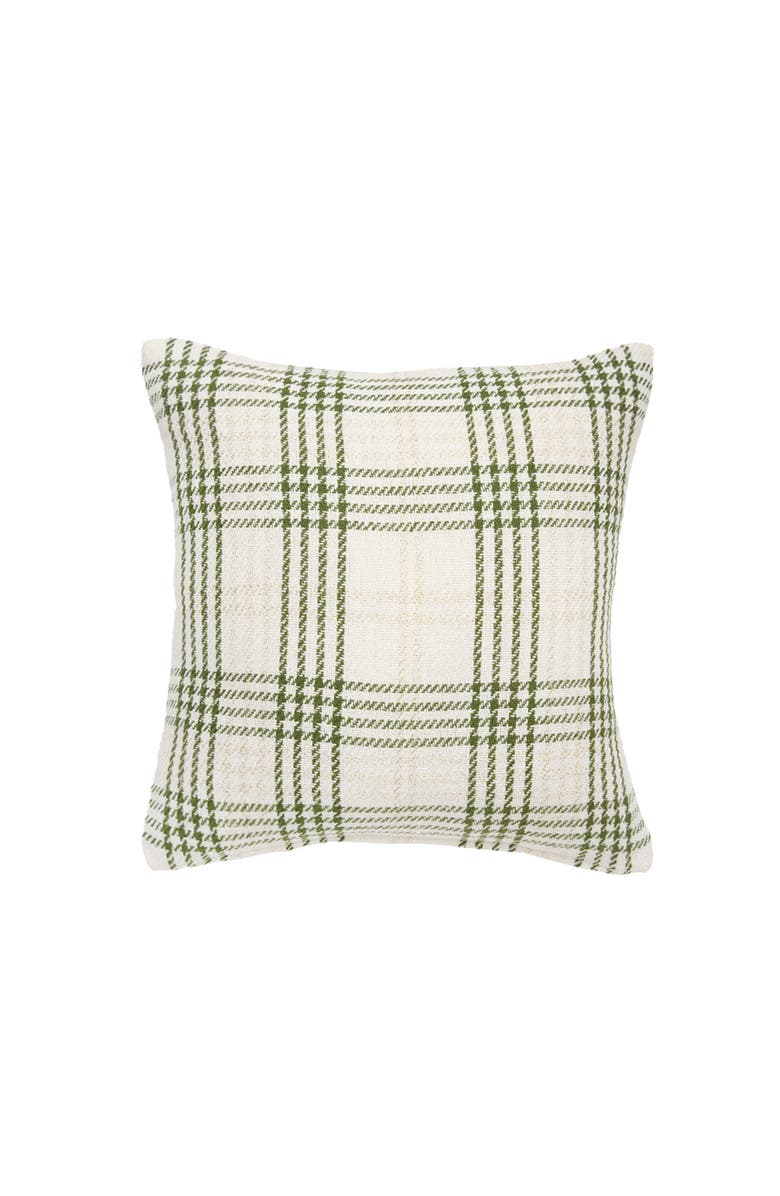 C&F Home Sage & Gold Plaid Throw Pillow, 18" x 18", Main, color, White