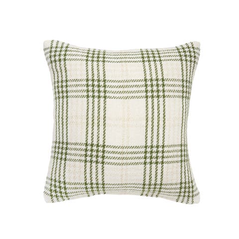 Sage & Gold Plaid Throw Pillow, 18" x 18"