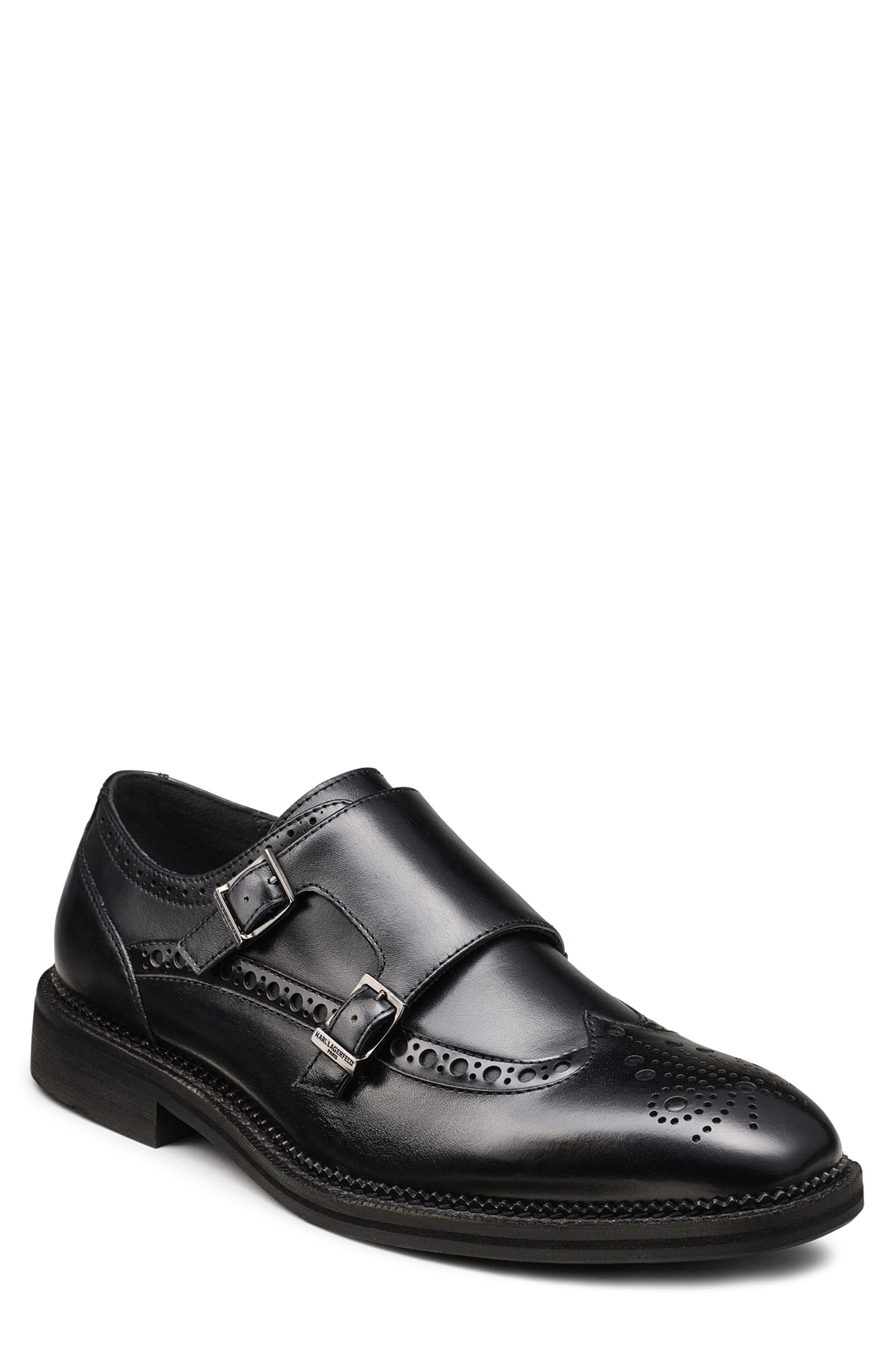 KARL LAGERFELD PARIS Double Strap Monk Wingtip Shoe, Main, color, 