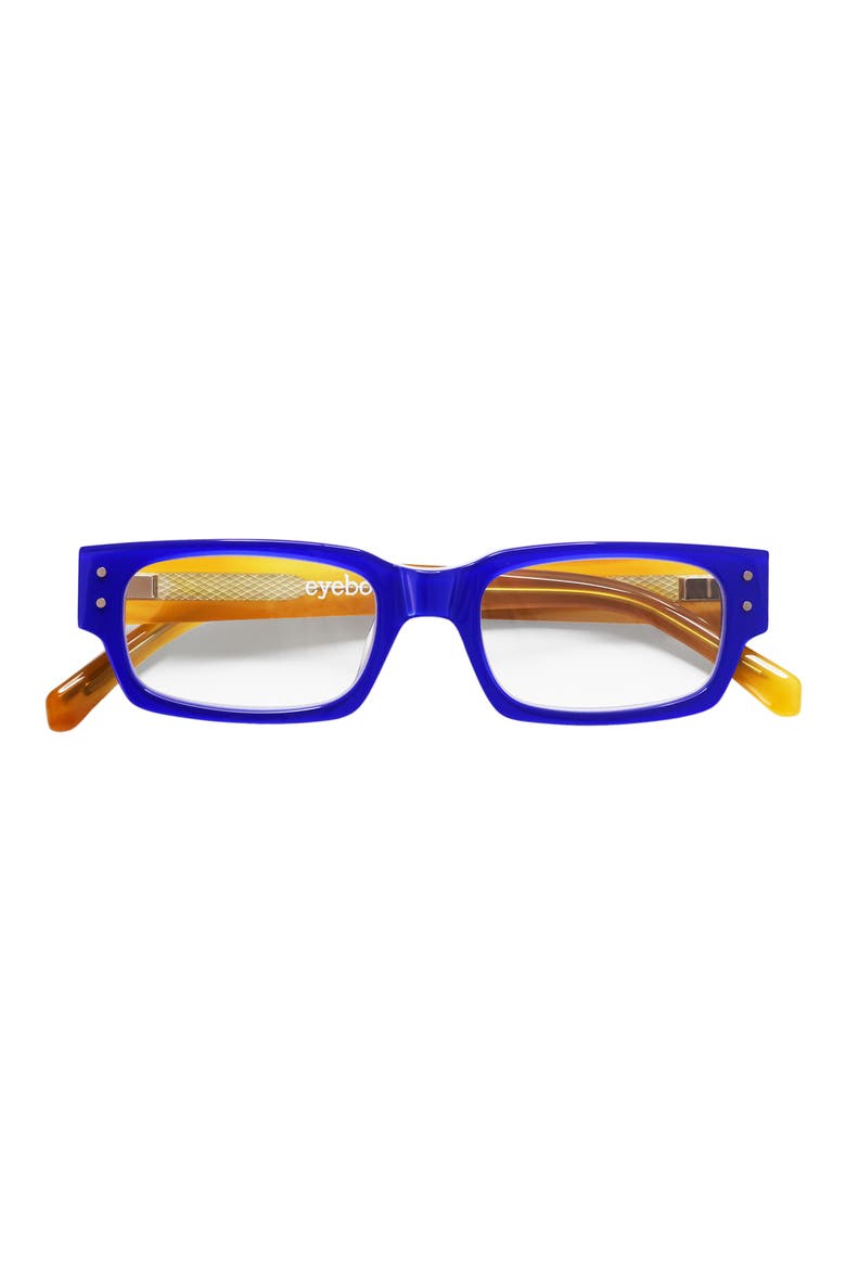 Peckerhead 50mm Rectangular Reading Glasses, Main, color, COBALT/ BLONDE/ CLEAR