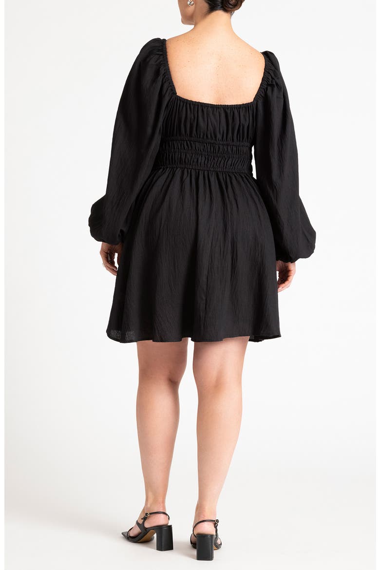 Smocked Long Sleeve Dress, Alternate, color, BLACK ONYX