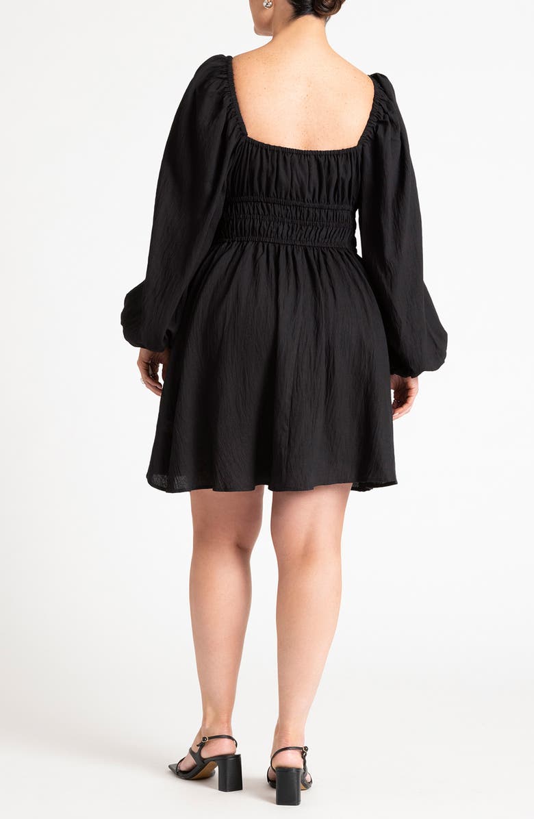 ELOQUII Smocked Long Sleeve Dress, Alternate, color, 