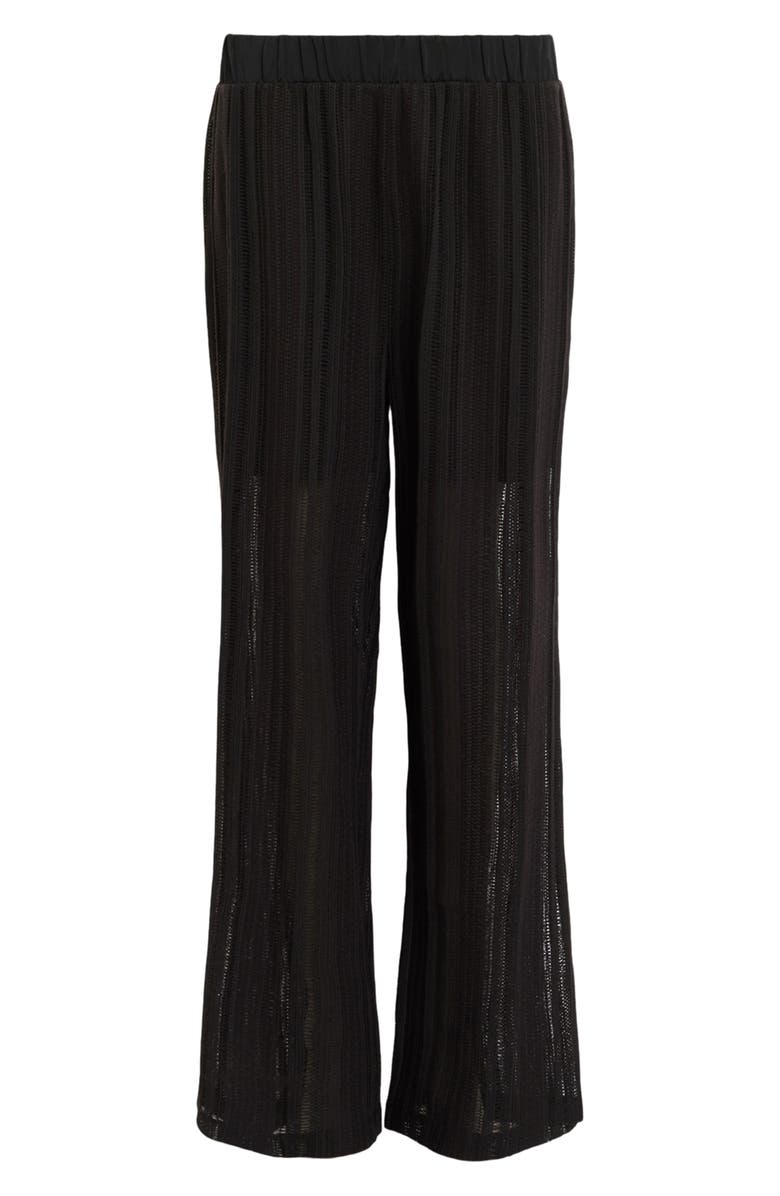 AllSaints Giana Ladder Stitch Wide Leg Pants, Alternate, color, Black