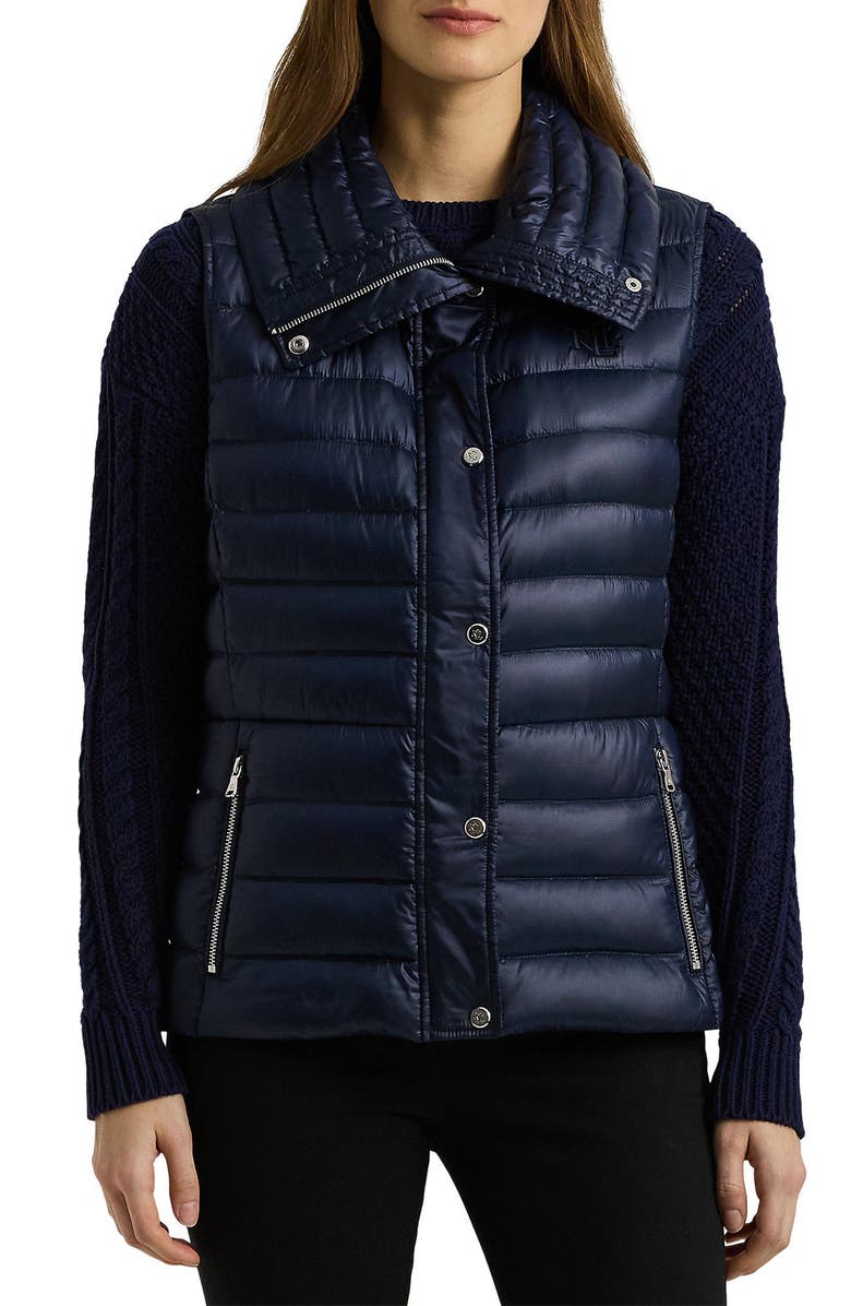 Lauren Ralph Lauren Puffer Vest, Main, color, Dk Navy