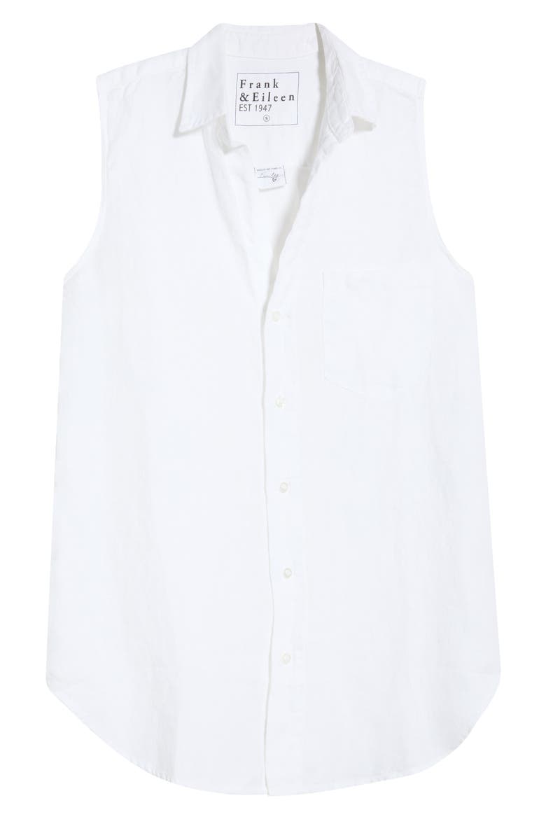 Finley Sleeveless Linen Button-Up Shirt, Alternate, color, WHITE