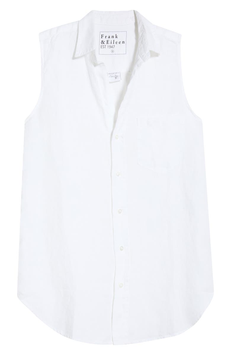 Frank & Eileen Finley Sleeveless Linen Button-Up Shirt, Main, color, White