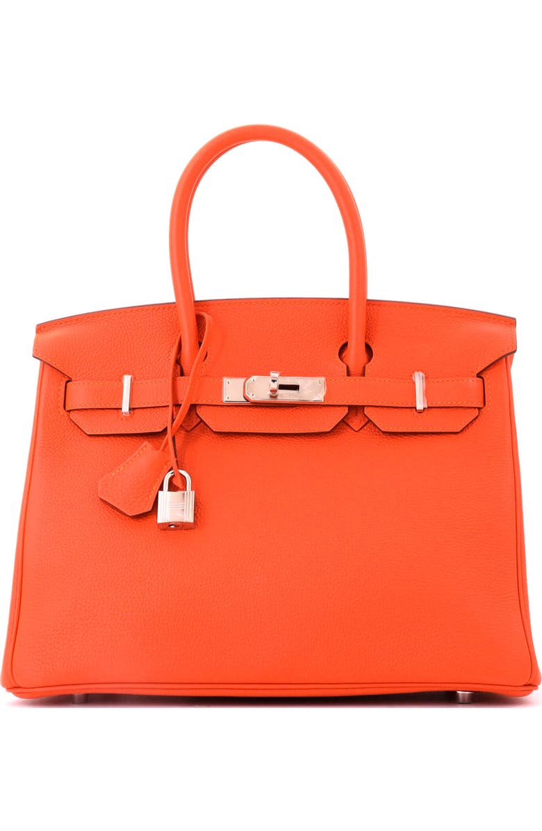 Pre-Owned Hermes Birkin Handbag Orange Togo with Palladium Hardware 30, Main, color, Feu