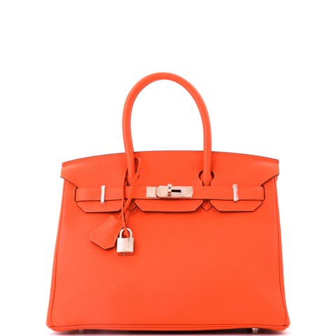 Birkin Handbag Orange Togo with Palladium Hardware 30