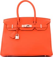 Pre-Owned Hermes Birkin Handbag Orange Togo with Palladium Hardware 30