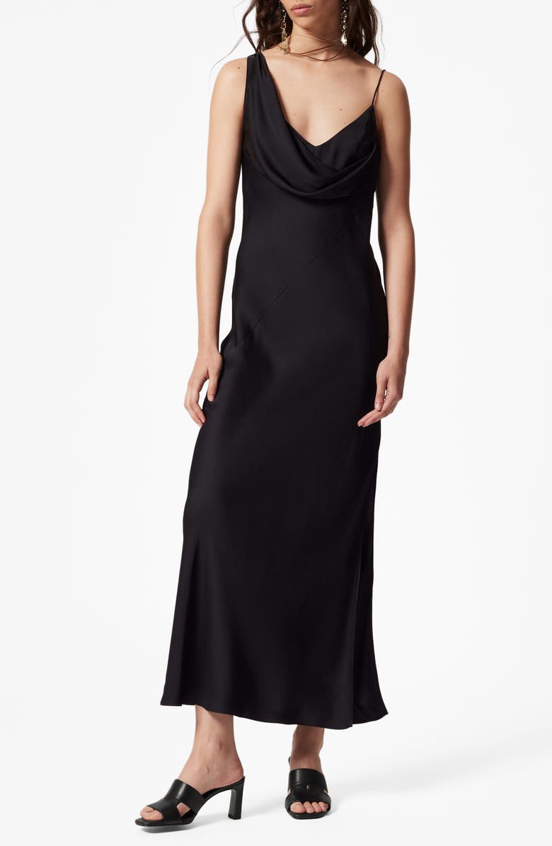 & Other Stories Asymmetric Cowl Neck Satin Midi Dress, Main, color,