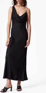 & Other Stories Asymmetric Cowl Neck Satin Midi Dress