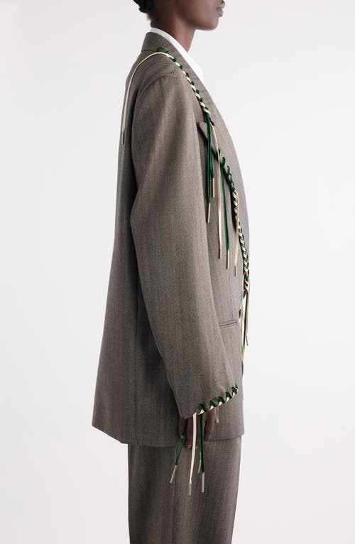 Dries Van Noten Blink Whipstitched Double Breasted Oversize Blazer In Gray