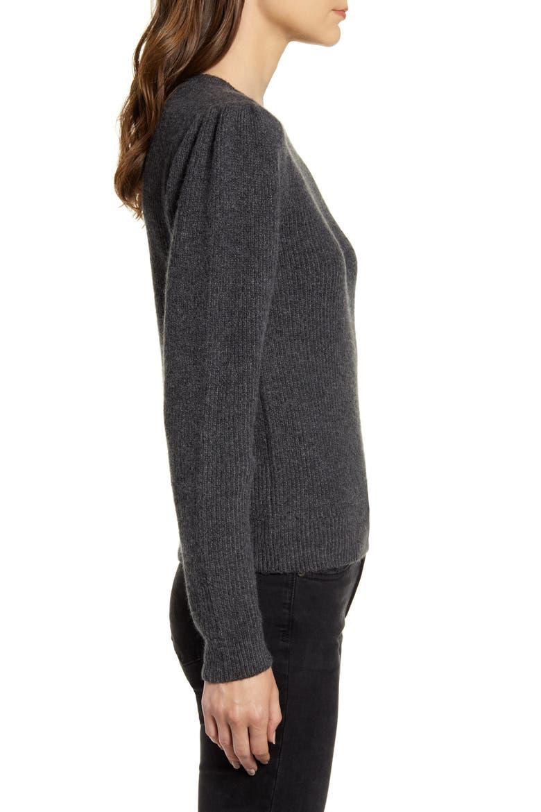 Puff Sleeve Sweater, Alternate, color, GREY DARK CHARCOAL HEATHER