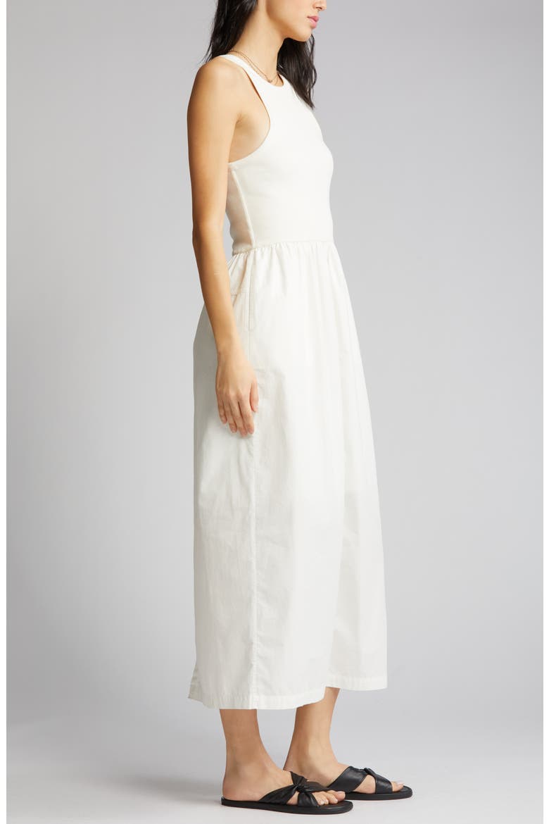 Mixed Media Sleeveless Midi Dress, Alternate, color, IVORY EGRET