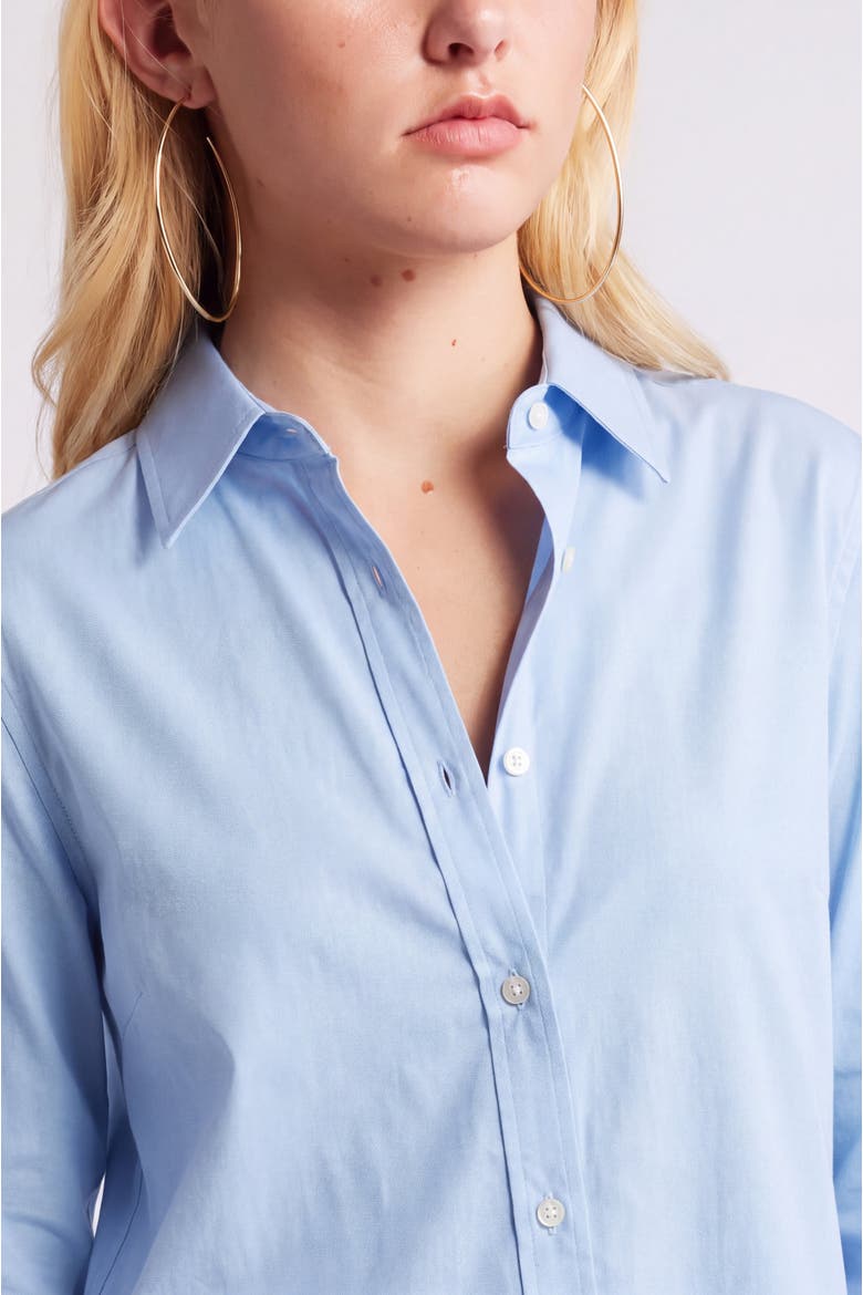 Tailored Long Sleeve Organic Cotton Button-Up Shirt, Alternate, color, Sky Blue