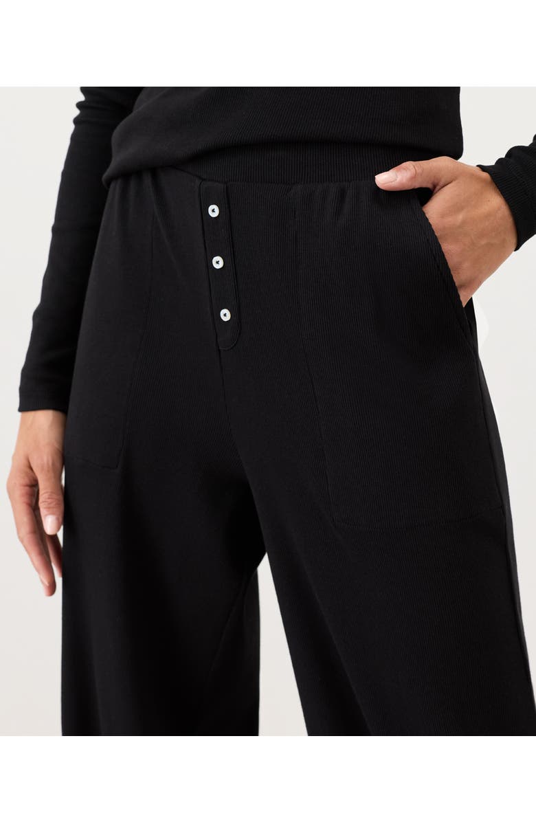 Pact Dream Rib Wide Leg Lounge Pant Made With Organic Cotton, Alternate, color, Black