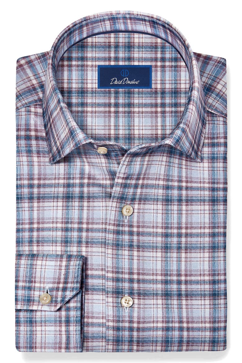 Plaid Knit Sport Shirt, Alternate, color, MERLOT/ BLUE