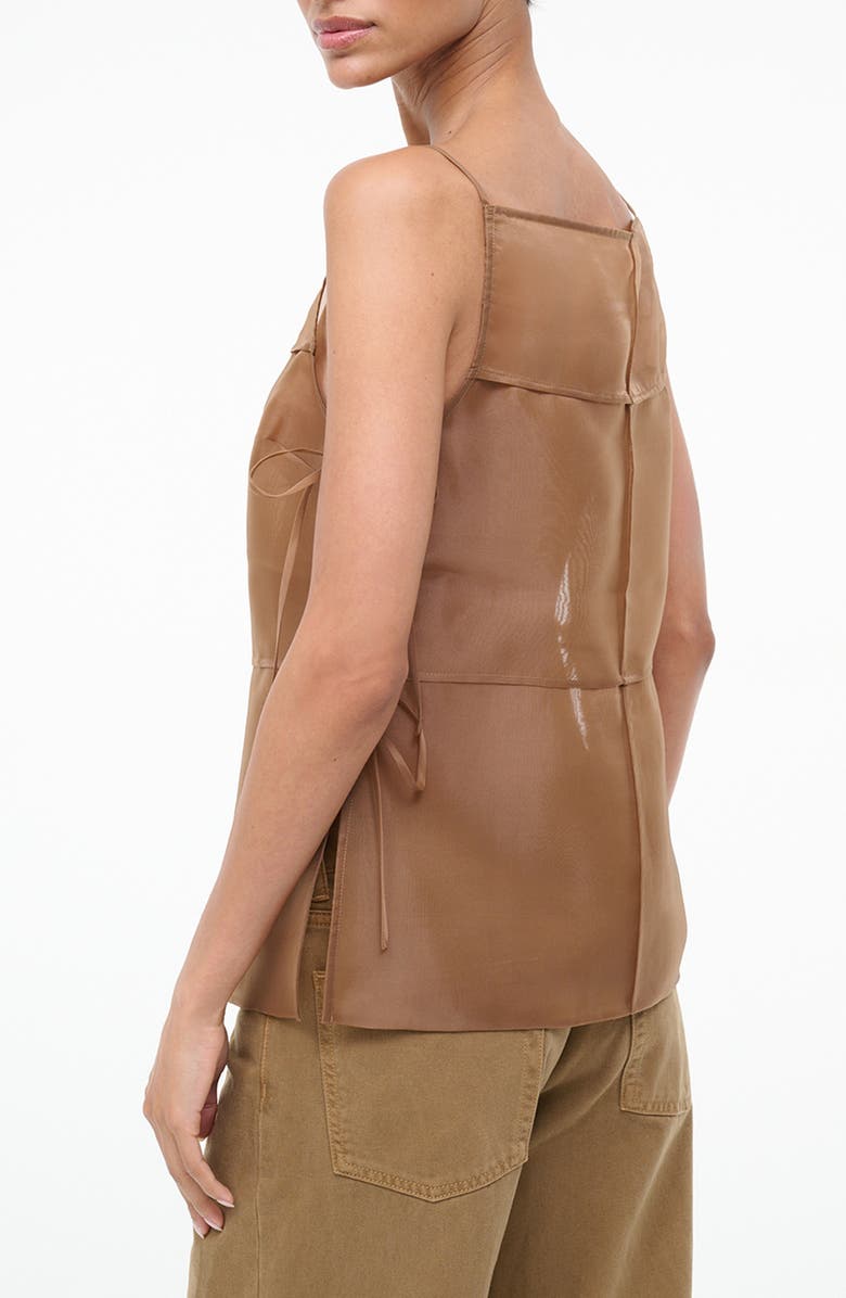 STAUD Chandler Side Tie Sleeveless Chiffon Top, Alternate, color, Walnut