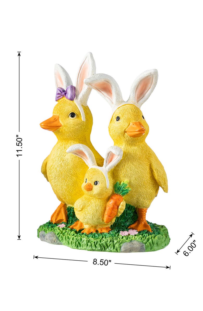 Glitzhome Easter Resin Duck Family Table Decor, Alternate, color, Yellow