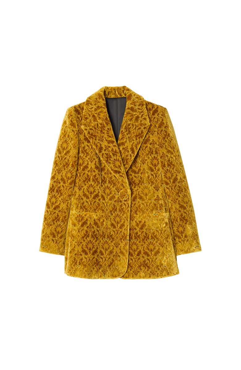 Burberry Baroque Velvet Blazer, Alternate, color, Pear Yellow