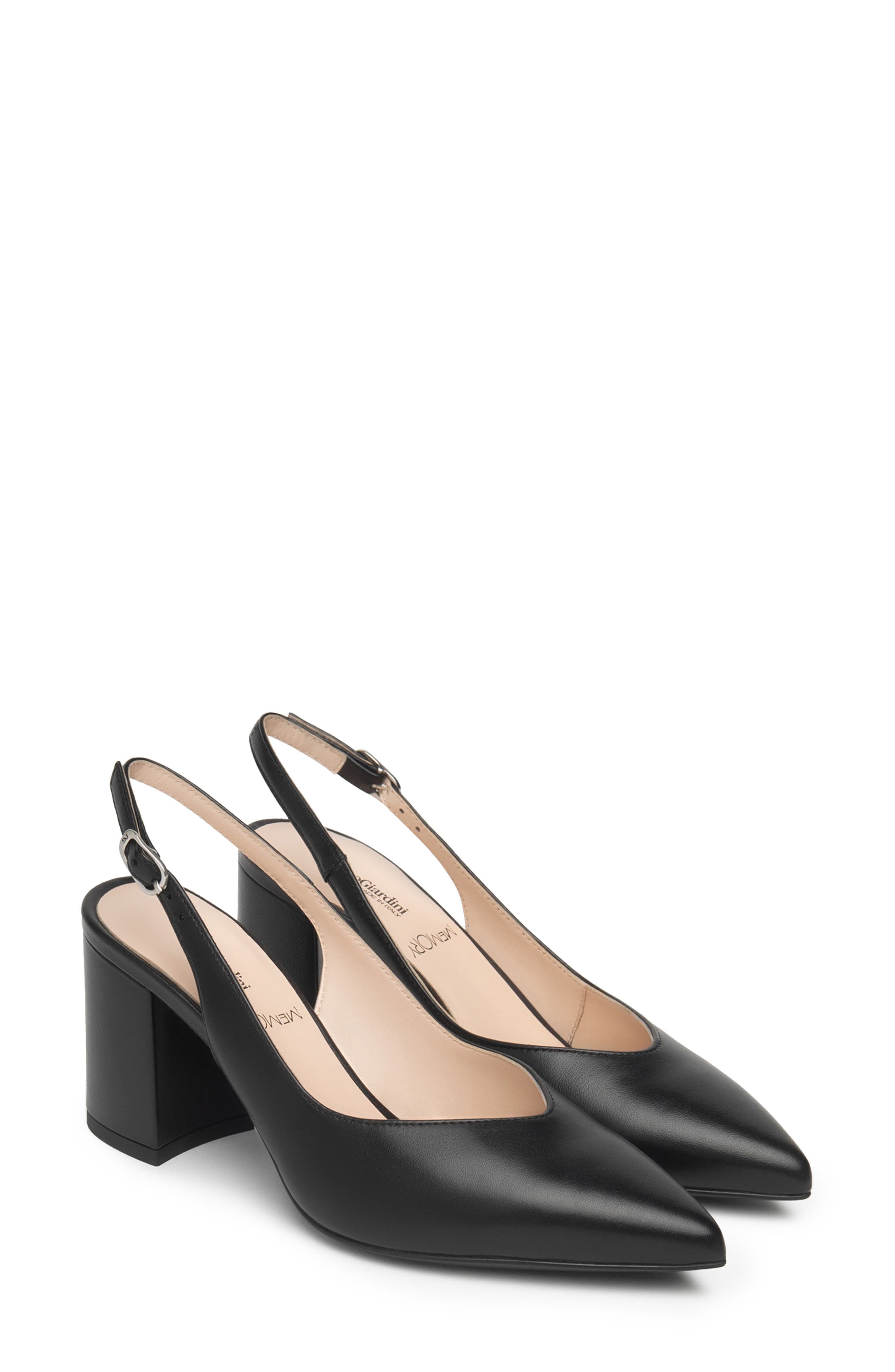 NeroGiardini Slingback Pointed Toe Pump, Main, color, Black