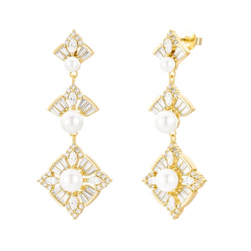 Untamed Petals Margaux Pearl Drop Earrings In Gold